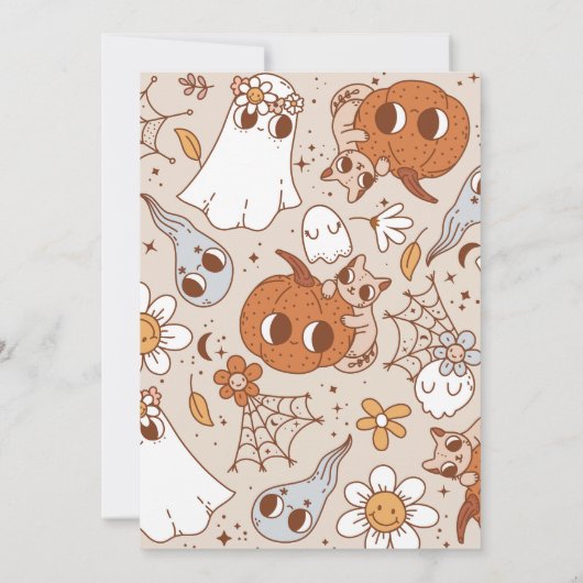 Neutrale Halloween Baby shower uitnodiging (Achterkant)