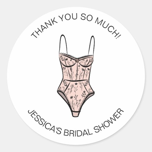 Neutrale Hand getrokken Negligee Lingerie Douche Ronde Sticker (Voorkant)