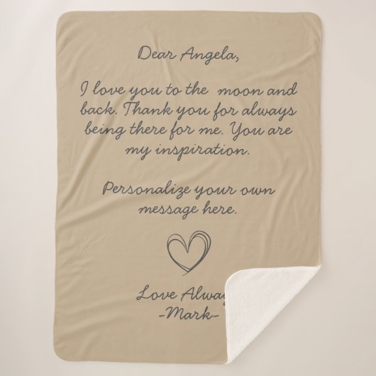 Neutrale handgeschreven liefdesbrief of -bericht sherpa deken (Voorkant)