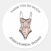 Neutrale handgetekende negligé lingerie douche ronde sticker (Voorkant)