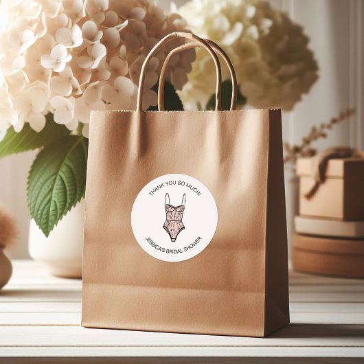 Neutrale handgetekende negligé lingerie douche ronde sticker