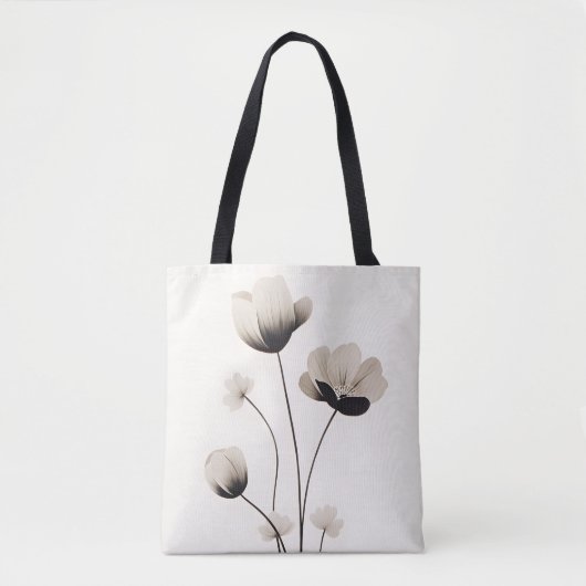 Neutrale heldere witte klaprozen bloemen van Ava Tote Bag (Voorkant)