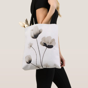Neutrale heldere witte klaprozen bloemen van Ava Tote Bag