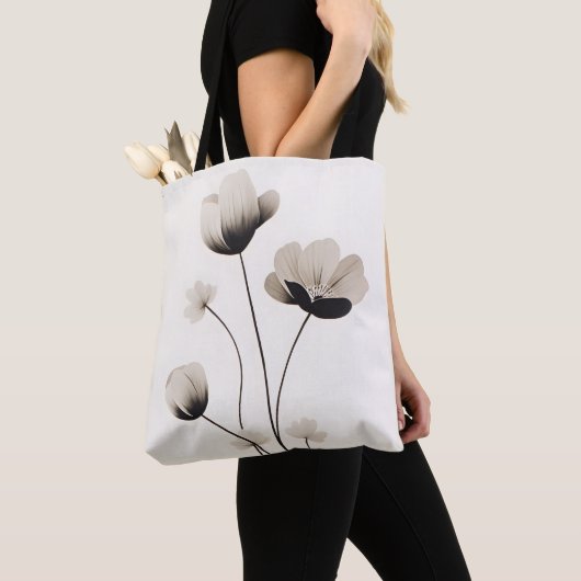 Neutrale heldere witte klaprozen bloemen van Ava Tote Bag (Dichtbij)