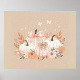 Neutrale herfst pompoen muurkunst poster