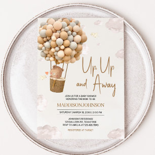 Neutrale heteluchtballon omhoog en weg Baby shower Kaart