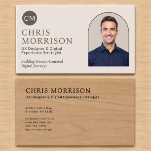 Neutrale Houten Foto Monogram Professioneel  Visitekaartje