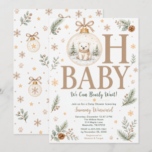 Neutrale IJsbeer Kerst Baby Shower Kaart