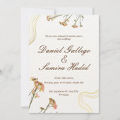 Neutrale illustratie Floral bruiloft uitnodiging (Voorkant)