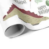 Neutrale inosaur Birthday Wrapping Paper Cadeaupapier (Rol Hoek)