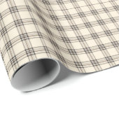 Neutrale Ivoor en Zwarte Gingham Plaid Cadeaupapier (Rol Hoek)