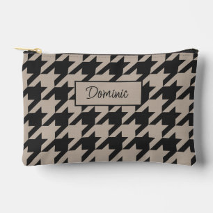 Neutrale ivoor taupe beige houndstooth patroon etui