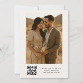 Neutrale Ivoorkleurige QR-code Foto Bruiloft Kaart (Achterkant)