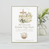 Neutrale Kerk Easter Egg Hunt Uitnodiging (Staand voorkant)