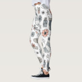 Neutrale kerst Leggings met handgetekend patroon (Links)