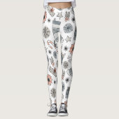 Neutrale kerst Leggings met handgetekend patroon (Voorkant)