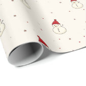  neutrale kerst sneeuwpoppen met rood Pet Cadeaupapier (Rol Hoek)