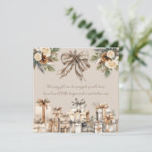 Neutrale Kerst Zwangerschap Gedicht Bruin Bow Feestdagenkaart (Staand voorkant)