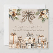 Neutrale Kerst Zwangerschap Gedicht Bruin Bow Feestdagenkaart (Voorkant)