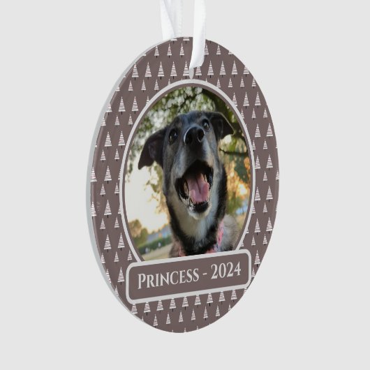 Neutrale Kerstboom Hond Foto Kerst Ornament (voorkant)