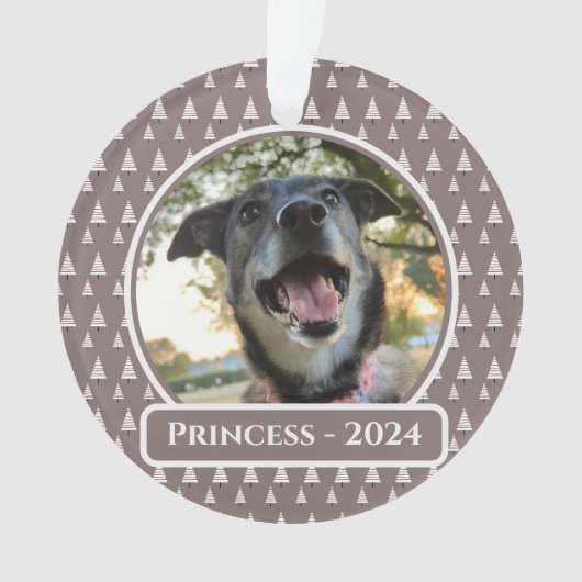 Neutrale Kerstboom Hond Foto Kerst Ornament (voorkant)