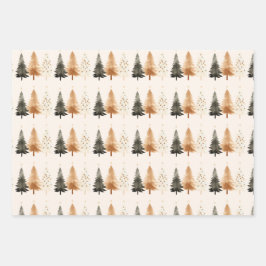 Neutrale kerstboom in het winterbos inpakpapier vel