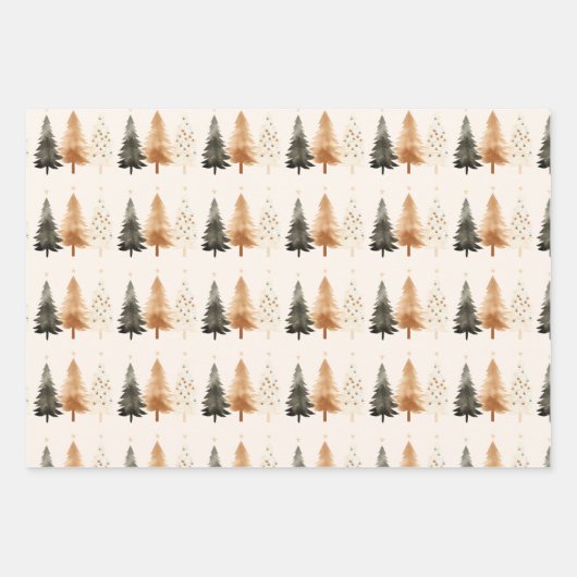 Neutrale kerstboom in het winterbos inpakpapier vel (Voorkant)