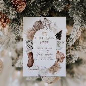 Neutrale Kerstfeest uitnodiging Boho Brown