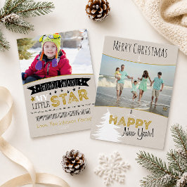 Neutrale kerstkaart met foto van kinderen en gezin