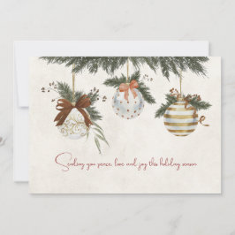 Neutrale kerstkaart met ornamenten