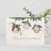 Neutrale kerstkaart met ornamenten (Staand voorkant)