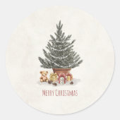 Neutrale Kerststickers met Kerstboom Ronde Sticker (Voorkant)