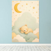Neutrale kinderkamer muurkunst | Teddibeer print (Insitu (Houten vloer))