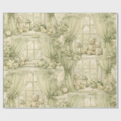 Neutrale kinderkamer teddybeer kamer beige patroon cadeaupapier (Vlak)