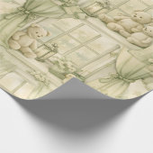 Neutrale kinderkamer teddybeer kamer beige patroon cadeaupapier (Hoek)