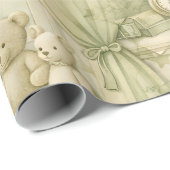 Neutrale kinderkamer teddybeer kamer beige patroon cadeaupapier (Rol Hoek)