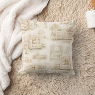 Neutrale kinderkamer teddybeer kamer beige patroon kussen