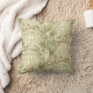 Neutrale kinderkamer teddybeer kamer beige patroon kussen