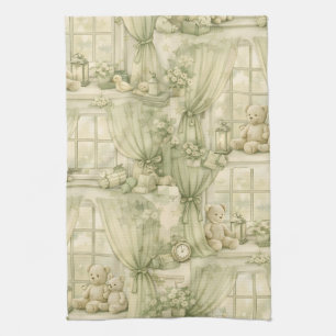 Neutrale kinderkamer teddybeer kamer beige patroon theedoek