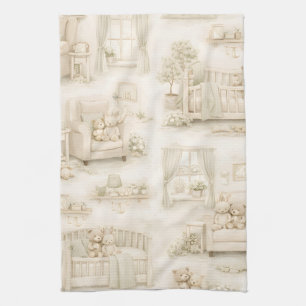 Neutrale kinderkamer teddybeer kamer beige patroon theedoek