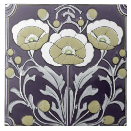 Neutrale klaprozen Bloem Art Nouveau Deco Folk Tegeltje