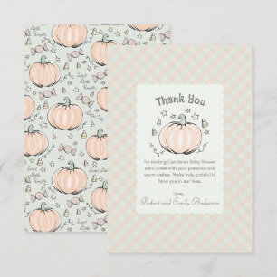 Neutrale Kleine Pompoen Baby Shower Bedankkaart