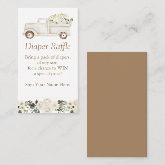 Neutrale Kleine Pompoen Luier Raffle Ticket Informatiekaartje (Voorkant / Achterkant)