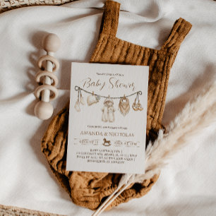 Neutrale Kleren Baby Shower Gestreept Kaart
