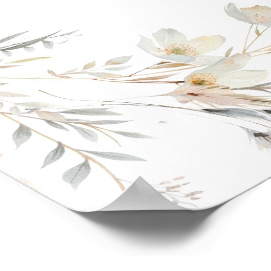 Neutrale kleur Bloemen Herfst Bruiloft Zitkaarten Poster (Hoek)