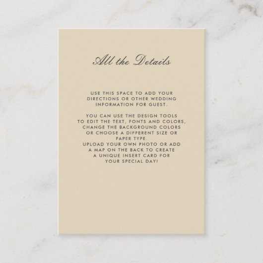 Neutrale kleur FLORAL BRUILOFT Details Routebeschr Informatiekaartje (Voorkant)