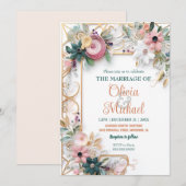 Neutrale kleur Floral Wedding Paper Quilling Lijst Kaart (Voorkant / Achterkant)