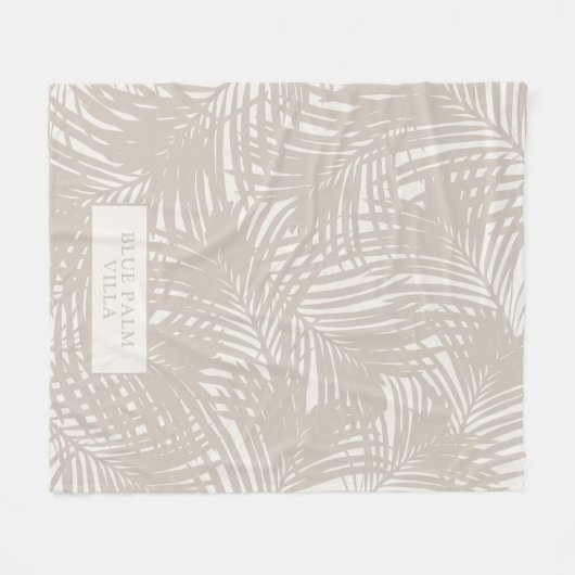 Neutrale kleur Modern Tropisch Palm Leaf Pattern Fleece Deken (Voorkant (Horizontaal))