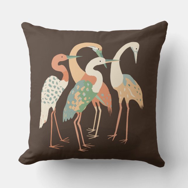 Neutrale Kleur Pop Art Kraanvogels   Kussen (Voorkant)