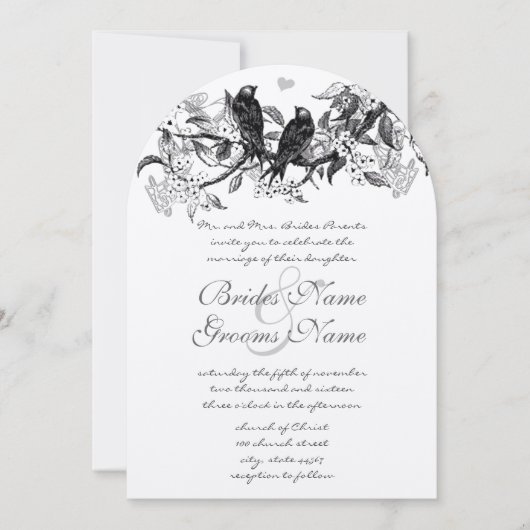 Neutrale kleur Rustic Chic Lovebird Wedding Kaart (Voorkant)